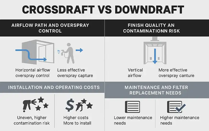 Crossdraft vs. Downdraft: Leitfaden zur Luftströmung in Sprühkabinen
