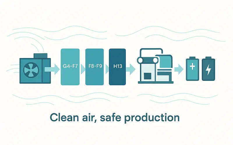 Luftfiltration für die Sicherheit in der Lithiumbatterie-Produktion