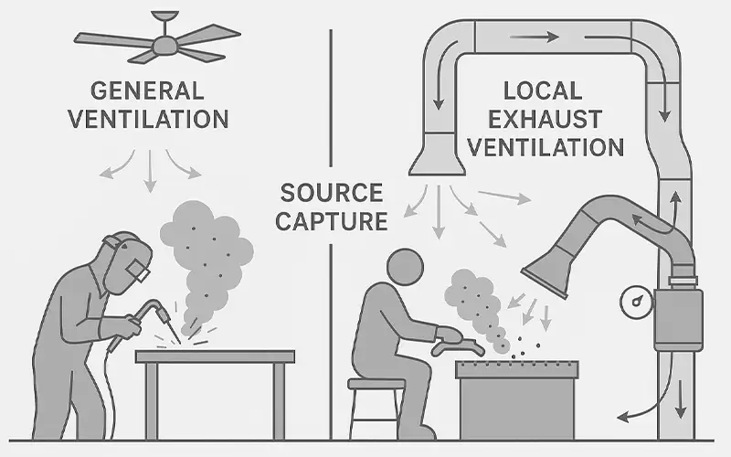Metallstaub effizient erfassen: Quellabsaugung erklärt