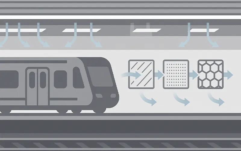 Medienauswahl für U-Bahnen: ePM1-Vorfilter, Feinfilter und Aktivkohleschichten