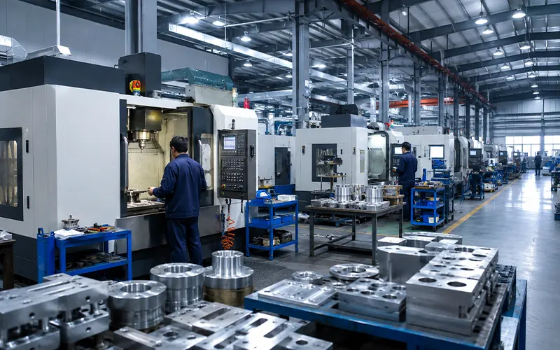 Moderne Metallverarbeitung in einer Fertigungsanlage mit industrieller Luftfiltration