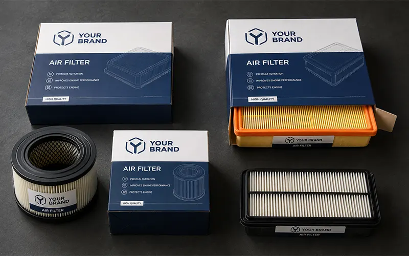 OEM-Luftfilter mit Private-Label-Verpackung für kundenspezifische B2B-Projekte