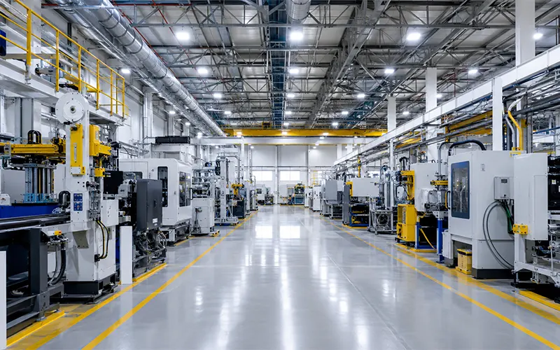 Moderne Produktionsanlage mit industrieller Luftfiltration